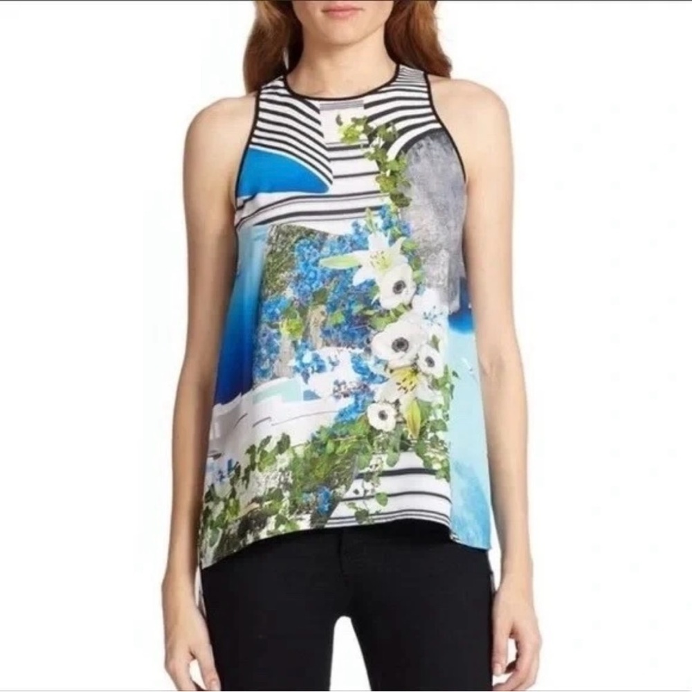 Clover Canyon Womens Printed Sleeveless Tunic Tank Top Size  Medium Lightweight